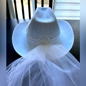 Bachelorette Bridal Cowboy Hat with Veil